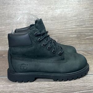 Timberland Premium 6” Waterproof 200gr Black Nubuck Toddler Boy Sz 12 Lace Boots